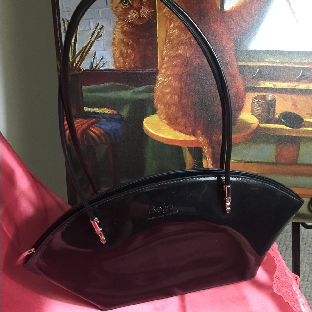 Beijo black patent shoulder bag
